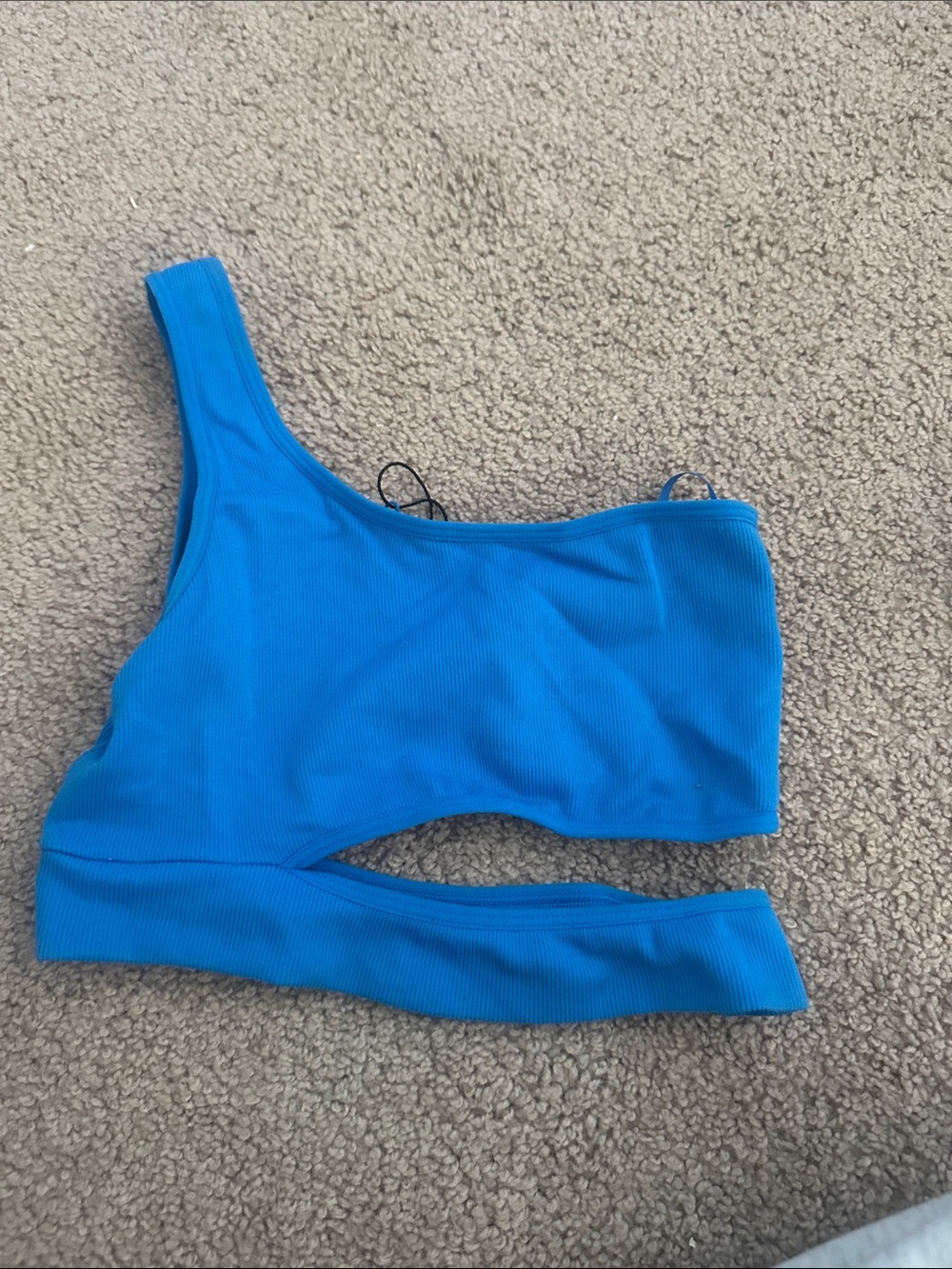 Garage One-Shoulder Blue Crop Tank Top